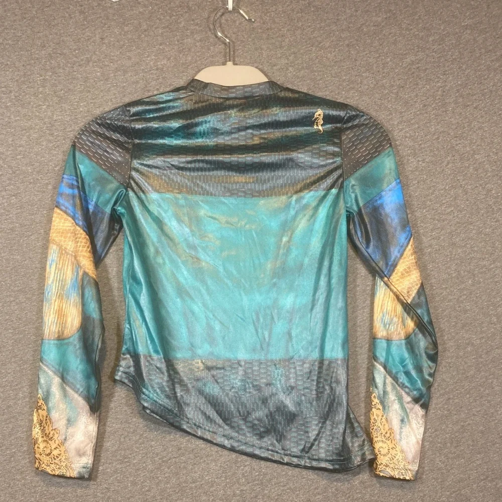 Disney‎ Descendants 3 Uma Costume Kids 9/10 Teal Gold Pirate Sequin 4pc Set